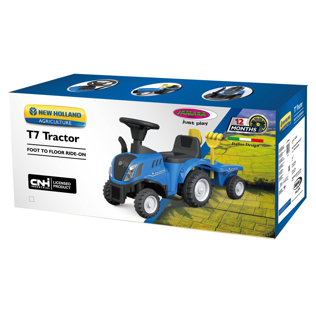 Rutscher New Holland T7 Traktor mit Anhänger blau 2in1