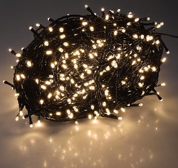 LED Aussen-Lichterkette "CT-ALK600" 60m, warmweiß, Kabel schwarz, IP44, 600 LEDs