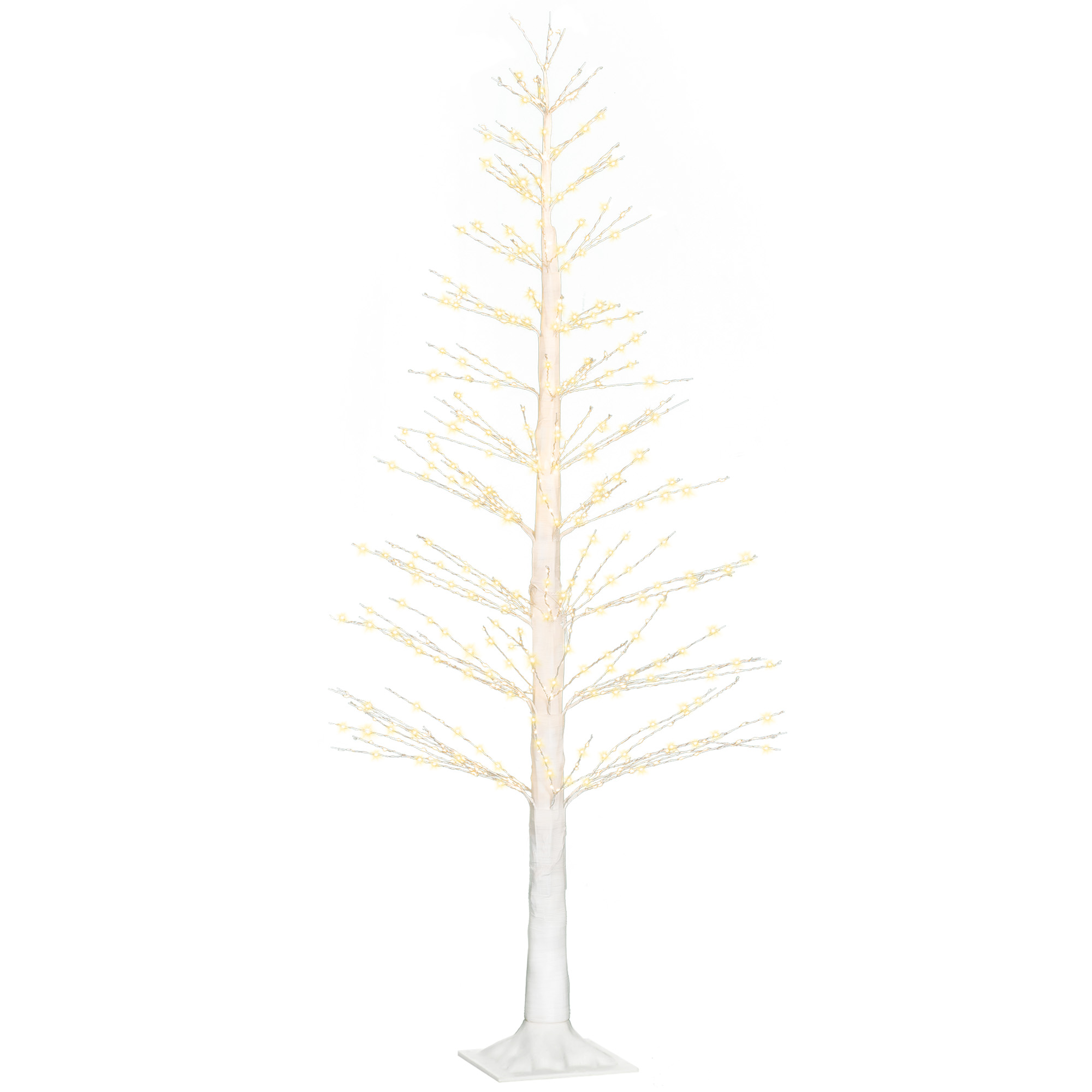 Kunsttanne mit LED-Beleuchtung, 180 cm hoher Weihnachtsbaum, realistische Rinde, Weiß