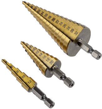 Stufenbohrersatz 3-teilig, 10mm Schaft, 4-12mm / 4-20mm/ 4-32mm