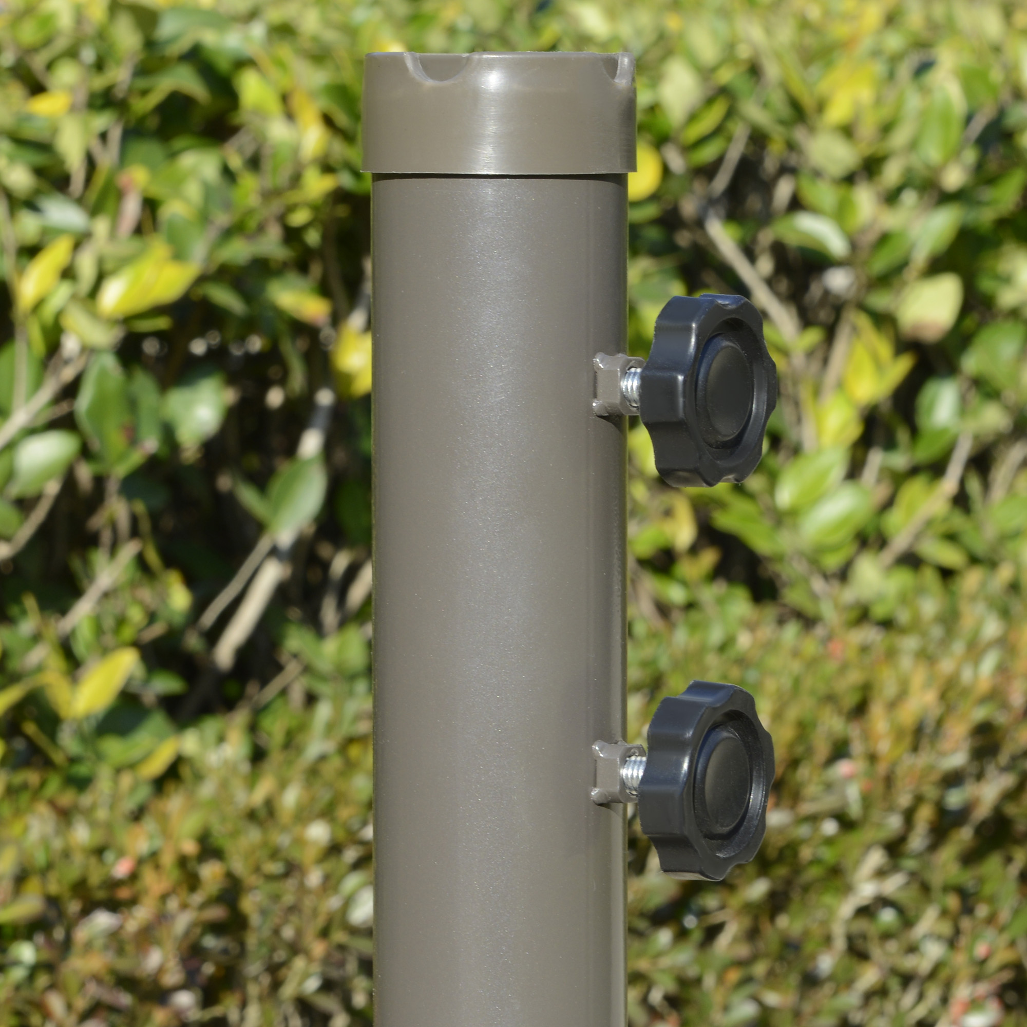 Sonnenschirm Ampelschirm Ø2,67 x 2,45 m Kurbelschirm mit Doppeldach Kreuzbasis Stahl Outdoor Sonnenschutz Polyester Stahl Hellgrau