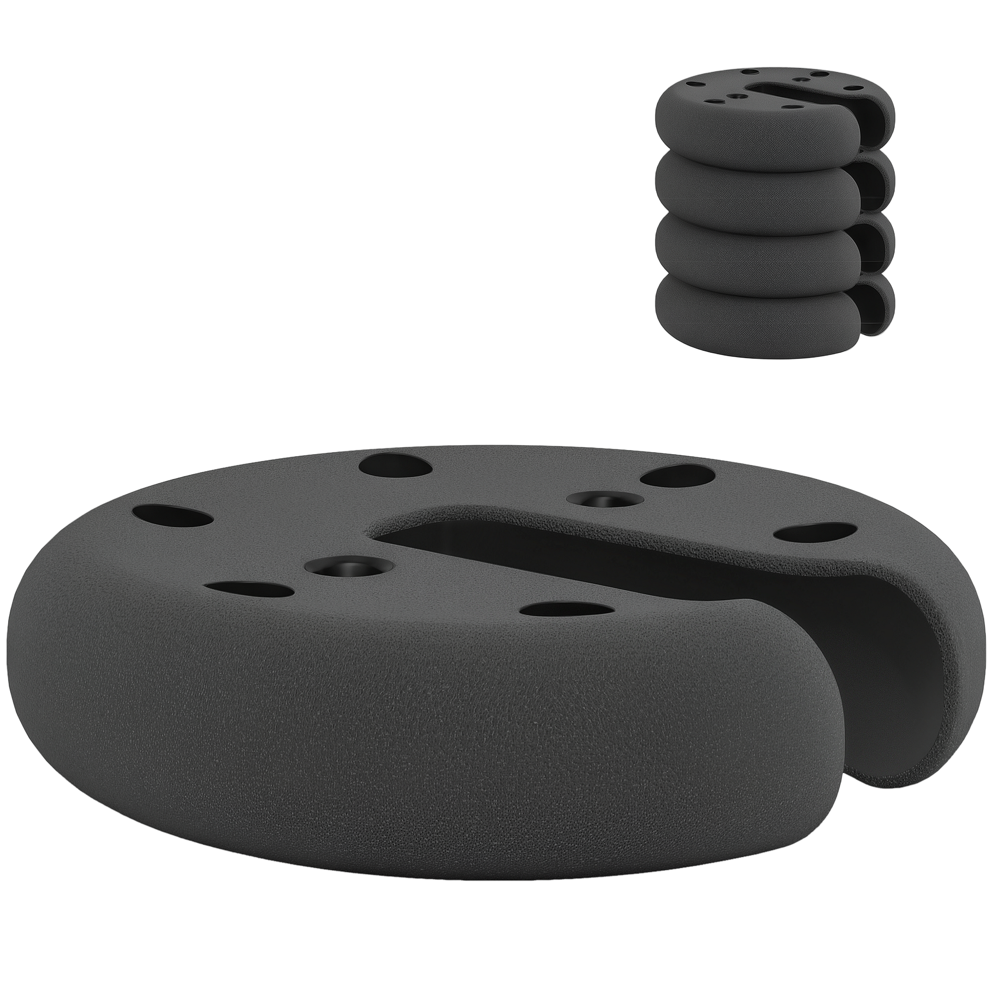 4 x 2,2 kg Gewichte für Pavillon, Bierzelt, stapelbar, Zementkern, Ø 20 x 4,5 cm, Schwarz