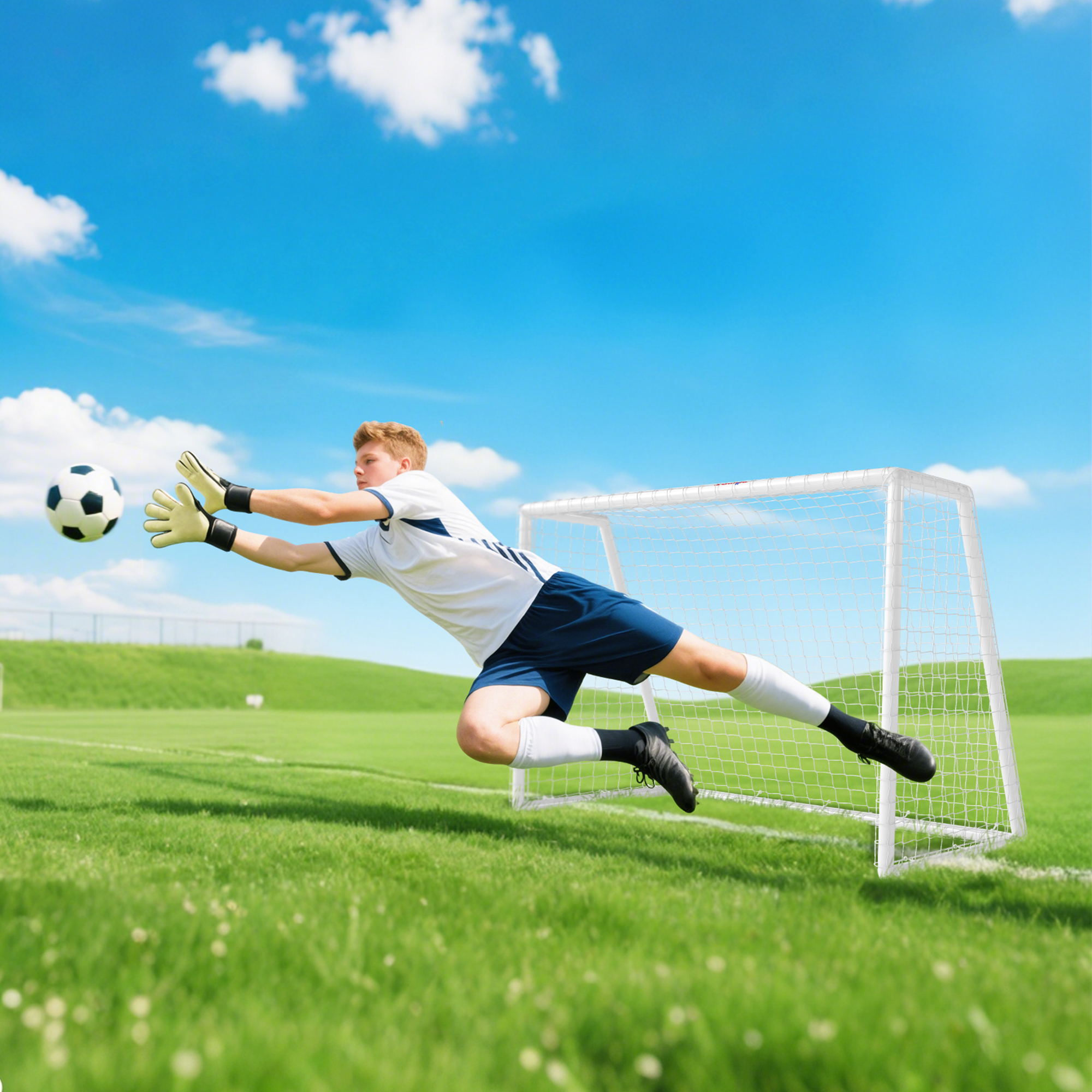 Fußballtor, robustes Netz, Kunststoff-Rahmen, Heringe, 180L x 92B x 124H cm, Weiß