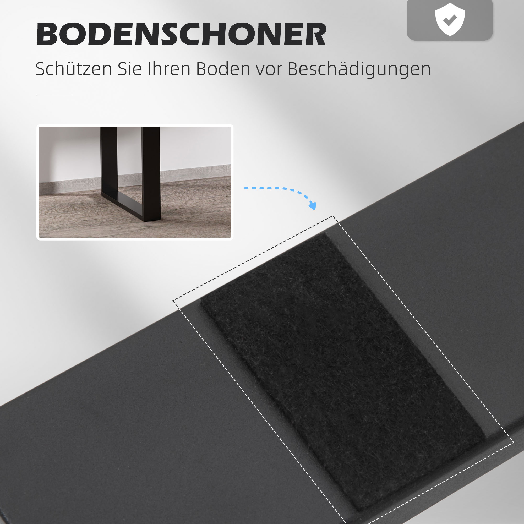 Tischbein-Set, 2 Stahlbeine, 72 x 60 cm, vorgebohrte Löcher, Industrial Design, Stahl, schwarz