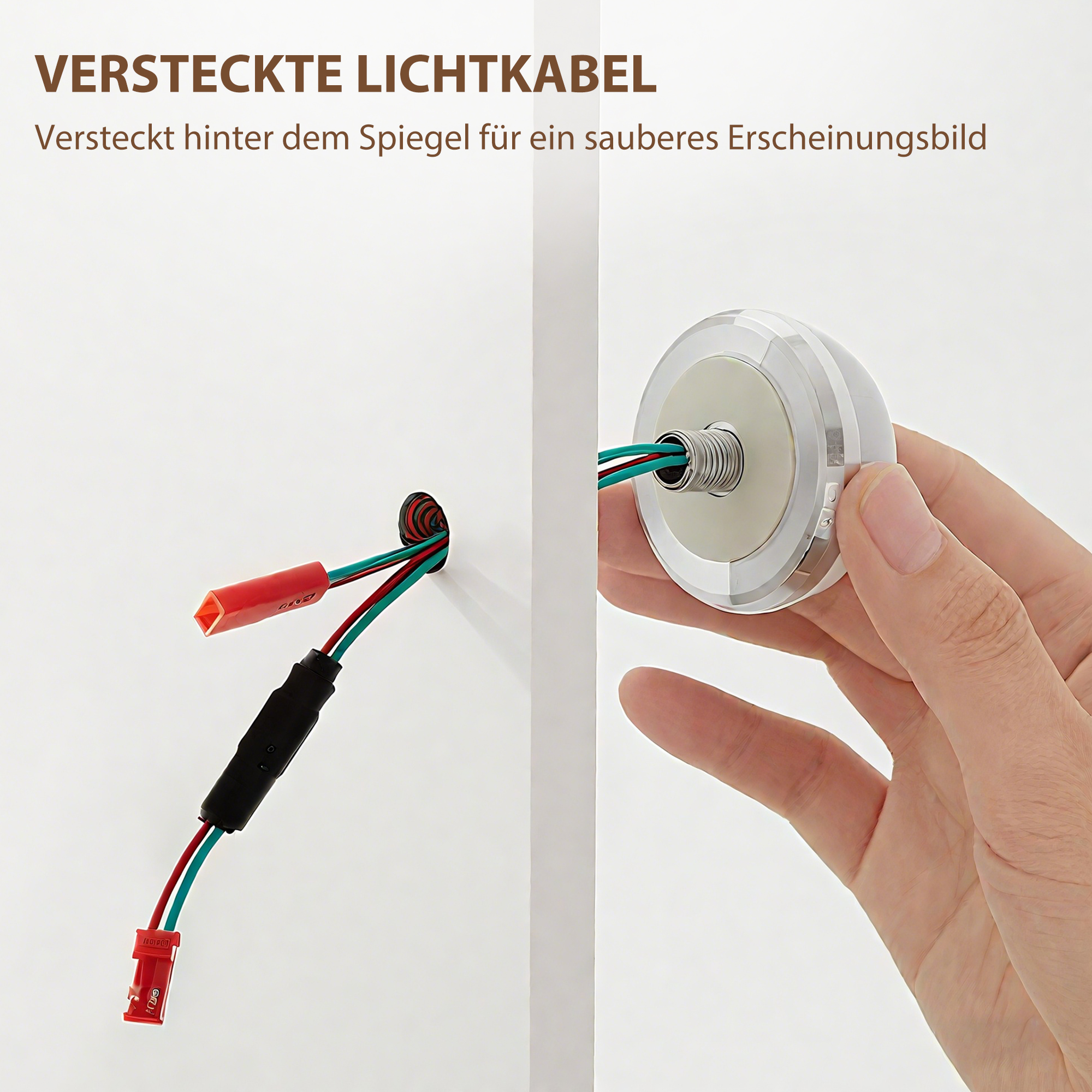 Schminktisch mit Spiegel und dimmbaren LED-Lampen, Schubladen, Regale, Weiß