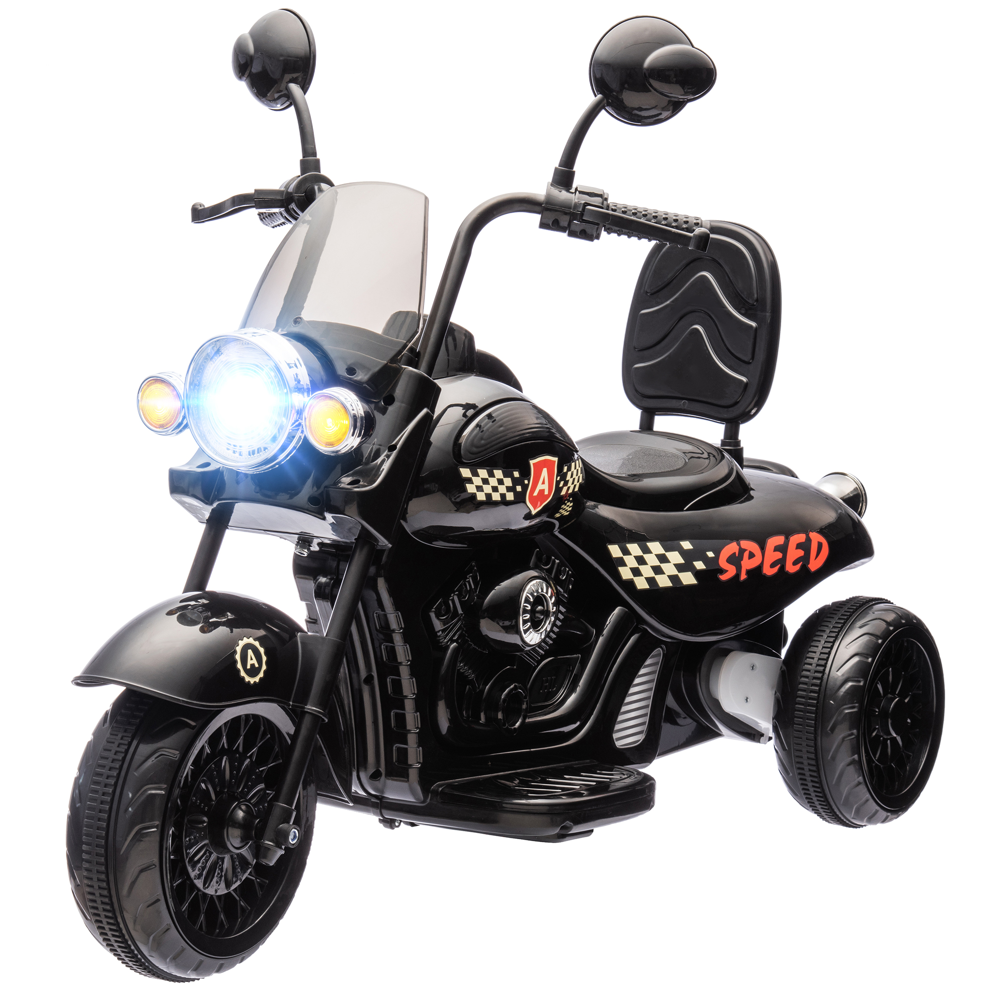 Elektro-Kindermotorrad, 3-5 km/h, Chopper, Licht & Musik, für Kinder 3-6 Jahre, Schwarz