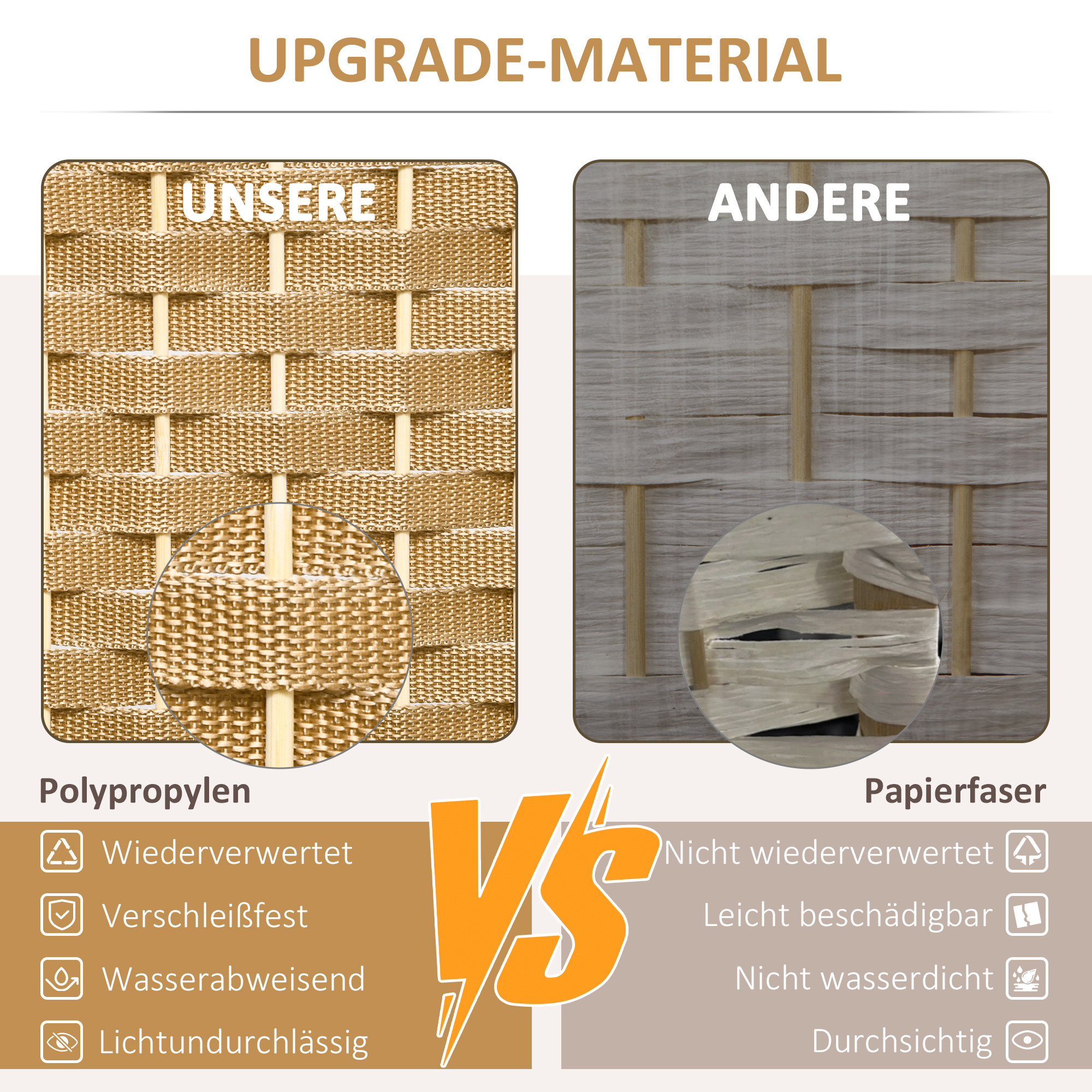 8-teiliger Raumtrenner, Faltbarer Sichtschutz, Sichtschutzwand für Wohnzimmer, Schlafzimmer, Homeoffice, Natur