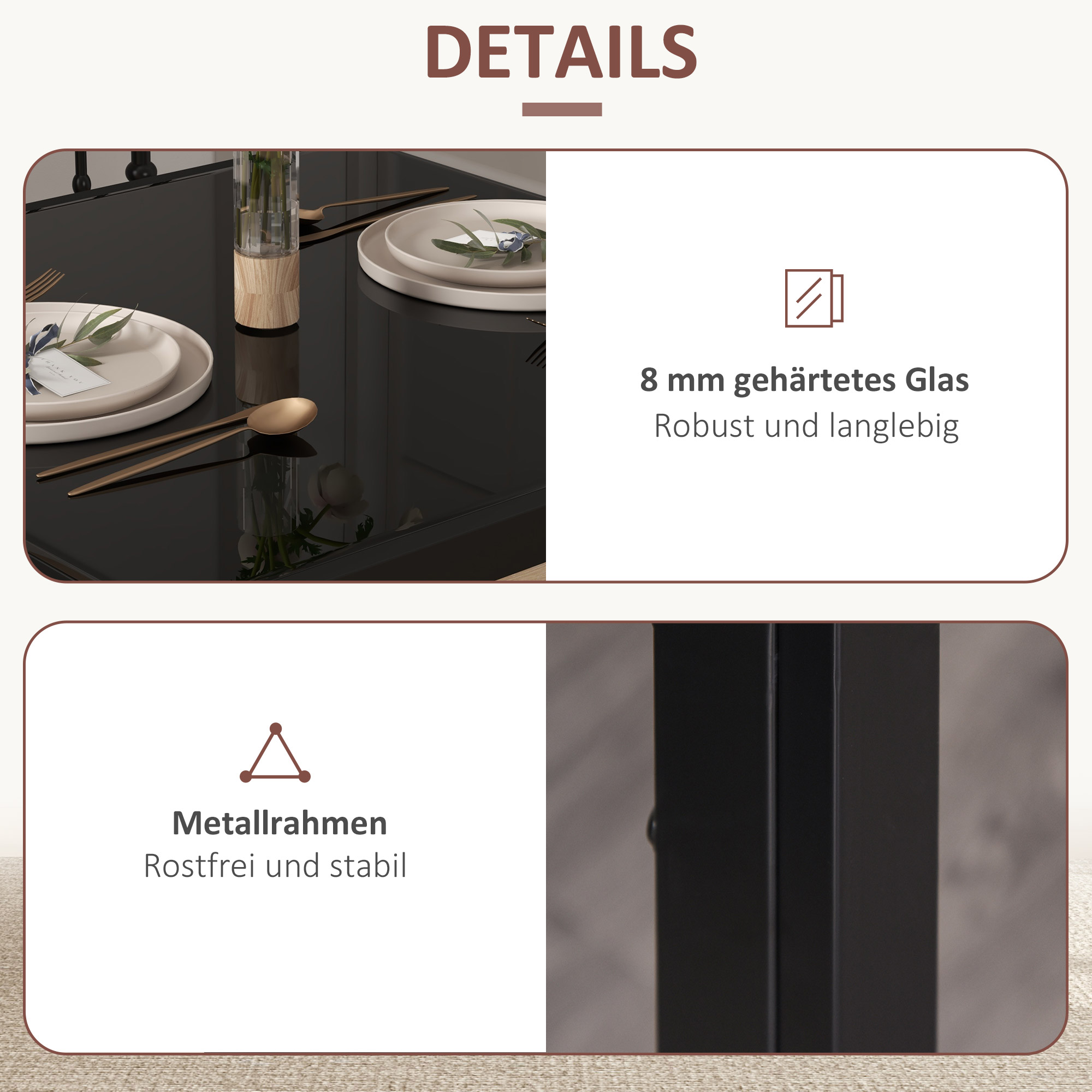 Essgruppe Esstisch mit 2 Stühlen Platzsparend Esszimmergruppe Sitzgruppe Schwarz