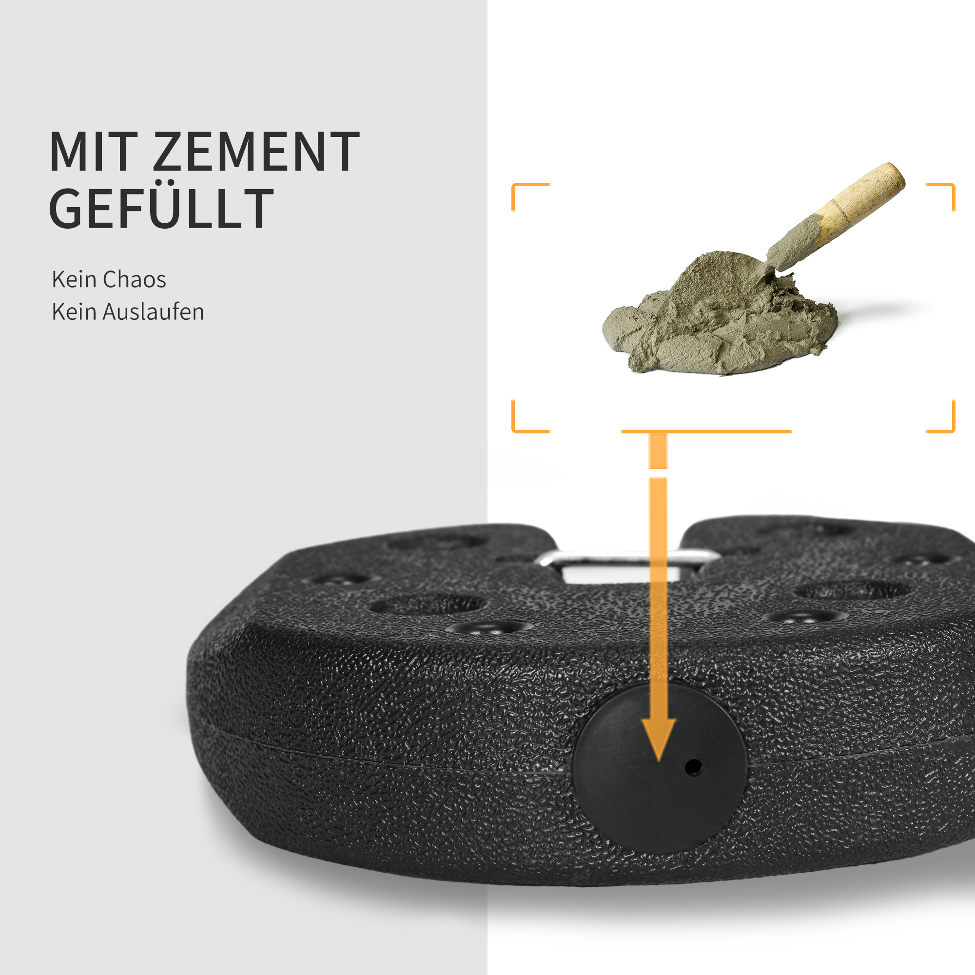 Pavillonstandfüße 4er-Set 12 kg Gewichte mit Befestigungsstiften und Transportgurt