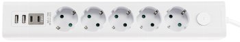Steckdosenleiste mit Ladebuchsen für USB, USB-A /USB-C,5-fach, weiß, 1,5m Kabel