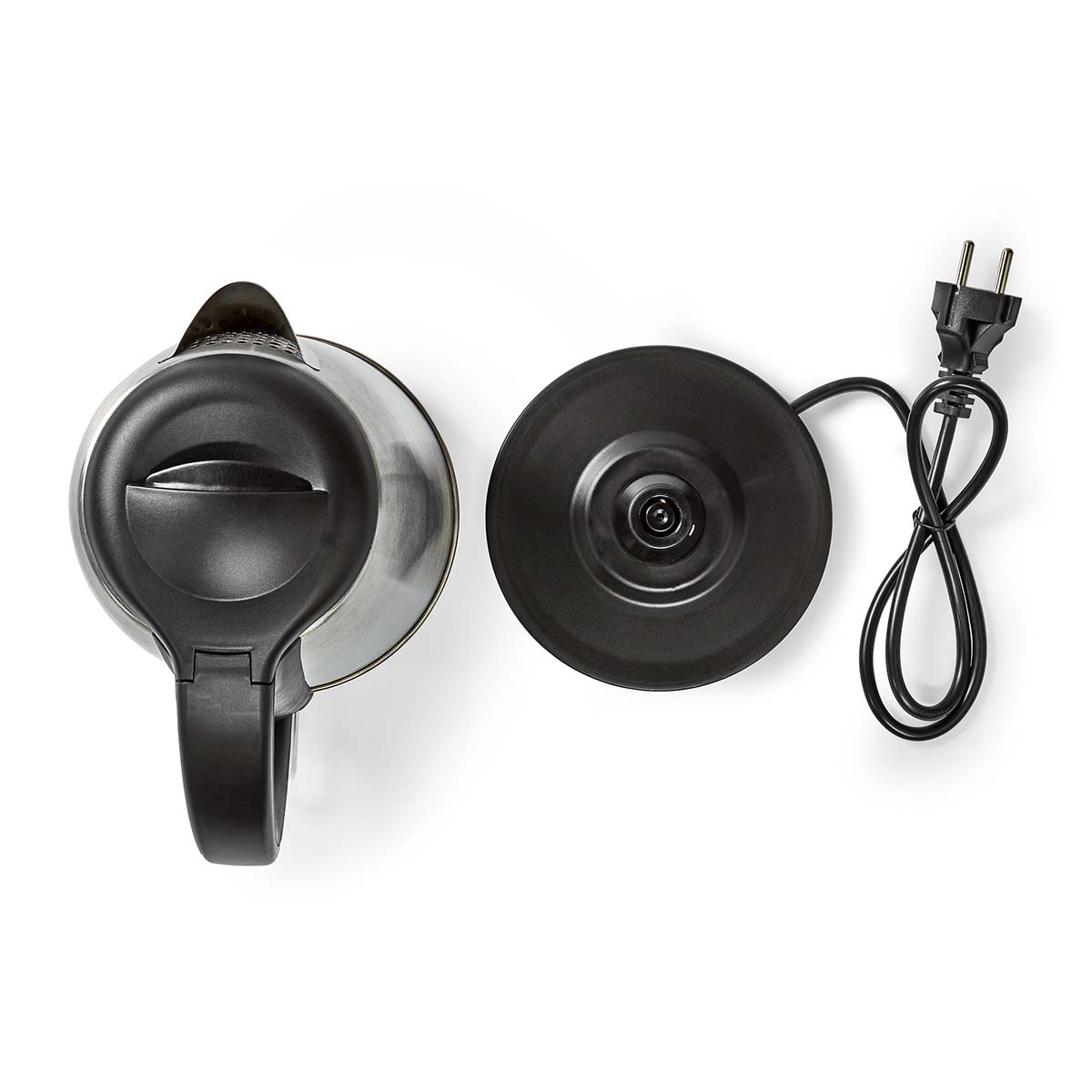 Wasserkocher | 1.7 l | Edelstahl | Aluminium / schwarz | Um 360 Grad drehbar | Verdecktes Heizelement | Strix Controller | Boil-dry protection