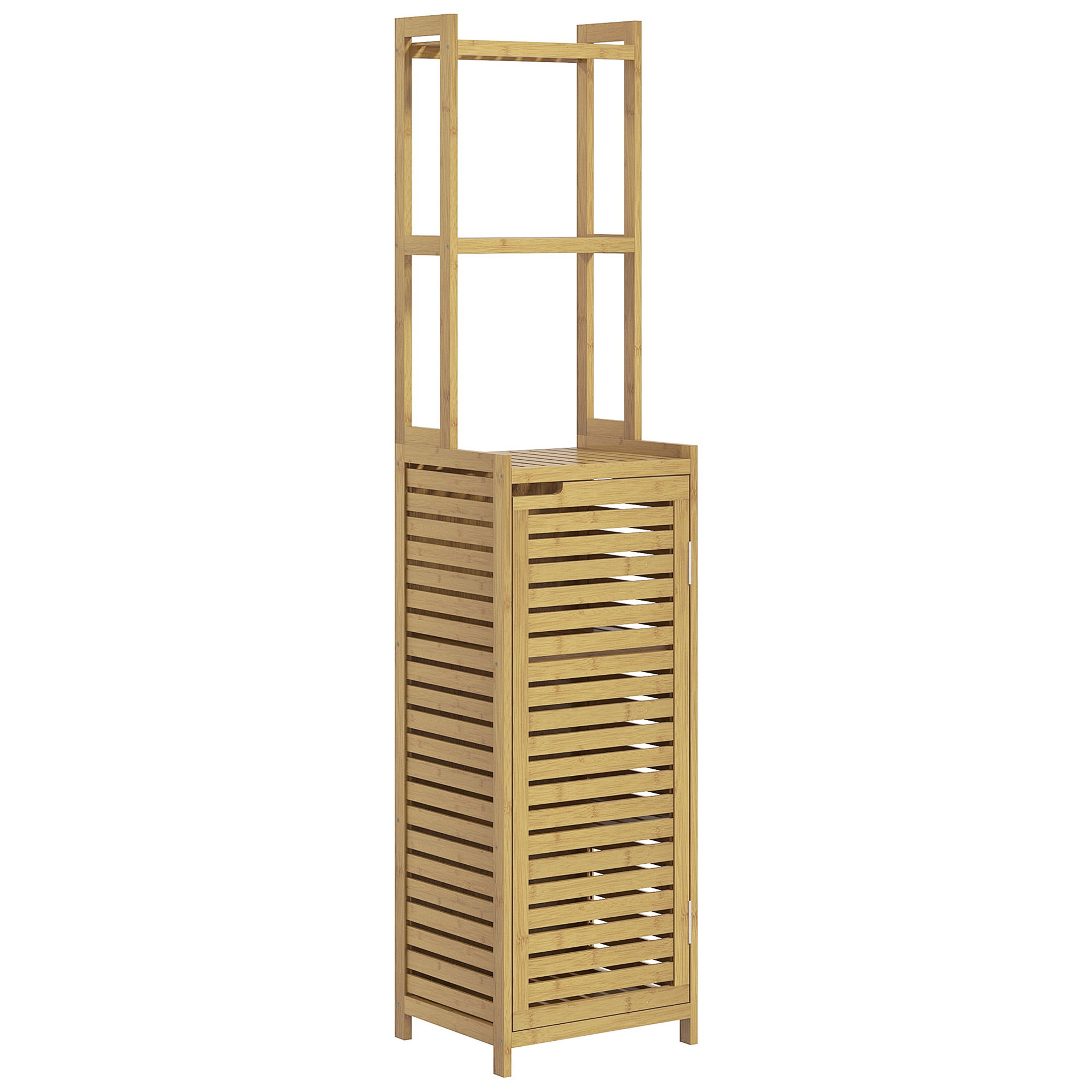 Badezimmerregal Badregal, 3 Regale, 1 Schrank, 38,5 cm x 33 cm x 170 cm, Natur