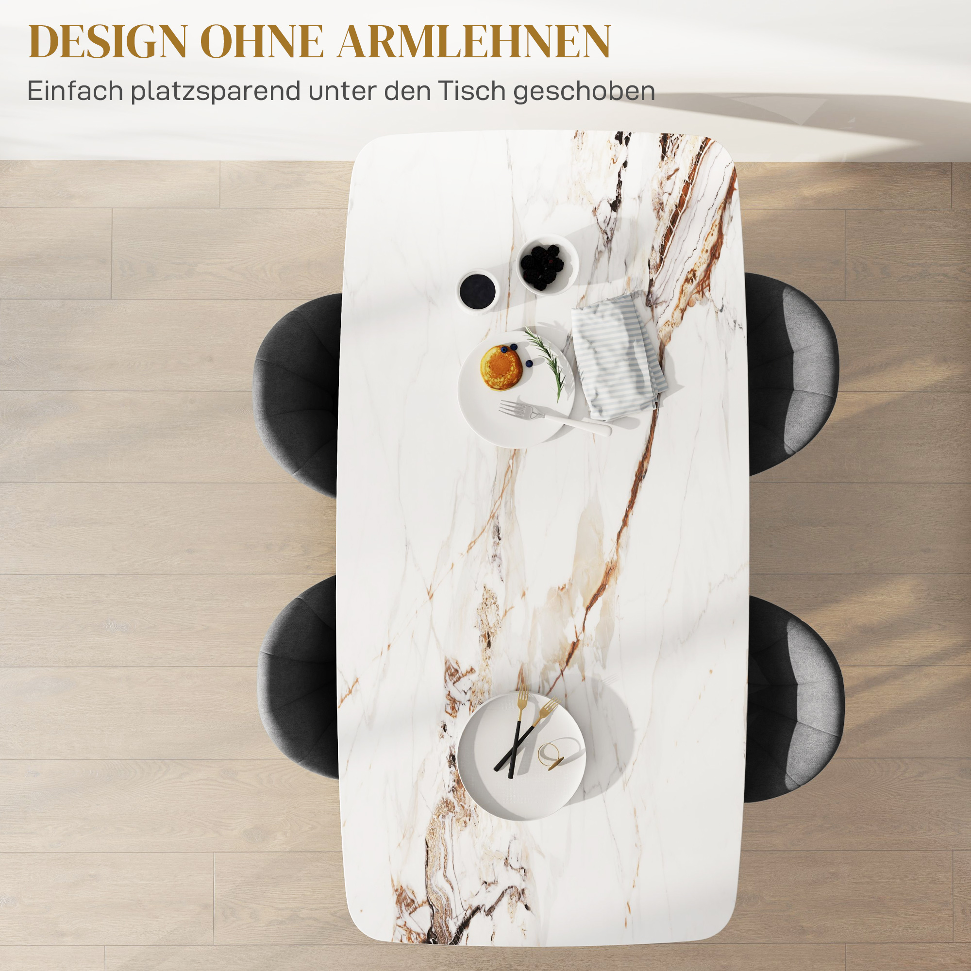 4er-Set Esszimmerstühle, Küchenstühle in Samtoptik, Stahlbeine, armlos, Grau