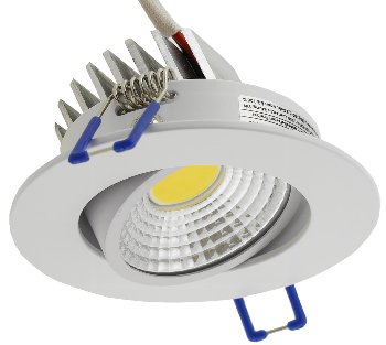 LED-Einbauleuchte "COB-5", 5W, 420lm, ALU, 3000K, 95°, Ø85xT47mm, Rahmen weiß