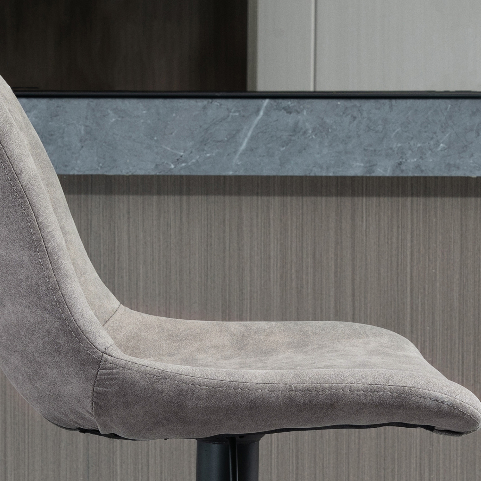 2er-Set Barhocker im Retrodesign, inkl, Fußstütze, höhenverstellbar, Gaslift, Grau + Schwarz