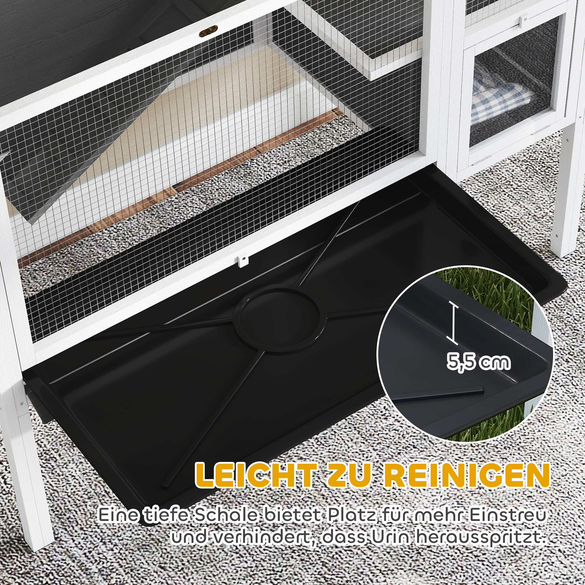 Kleintierstall für Zwerghamster, Kaninchen, Meerschweinchen, mit Zubehör, erhöhtes Design, Holz, Metall, Grau