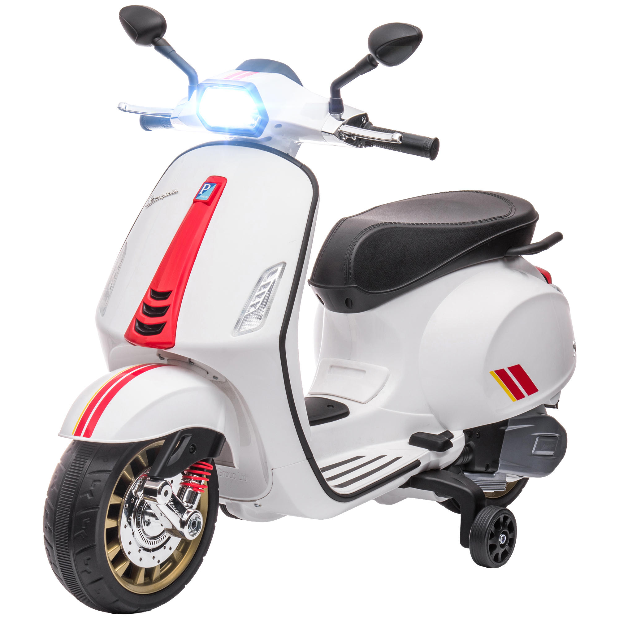 Elektro-Kindermotorrad, Vespa, 3 km/h, 3-6 Jahre, Musik, Licht & Radio, Weiß