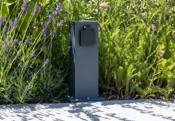 Steckdosensäule 2-fach, IP44, Anthrazit, 250V~/ 16A, 13x13x27cm