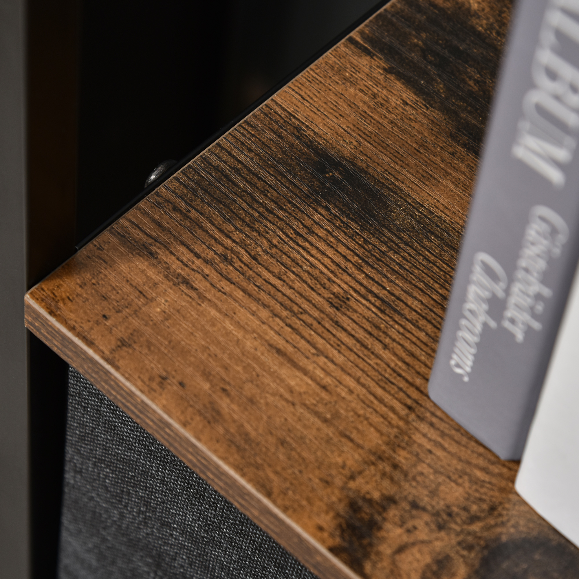 Kommode mit 3 Schubladen aus Leinen Aufbewahrungsschrank mit Ablage Griffen Schwarz