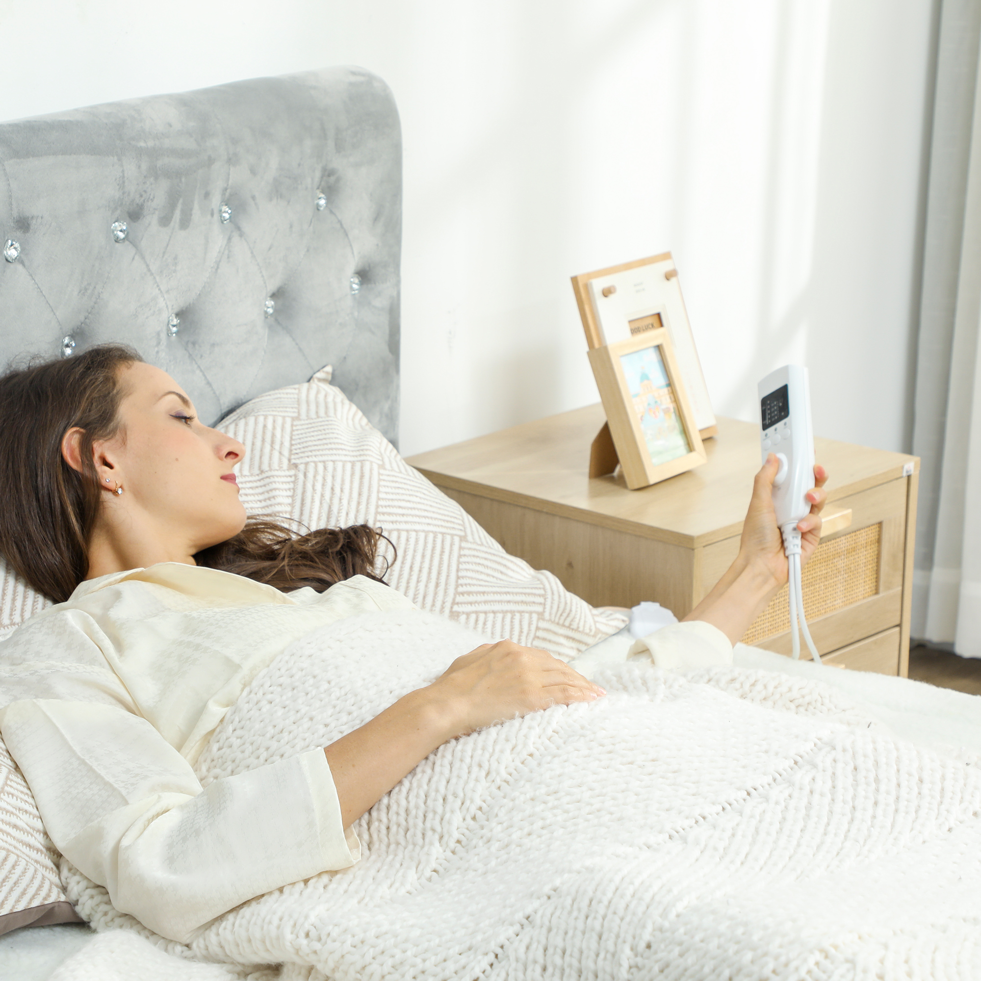Heizdecke mit Dualzonensteuerung 160 x 140 cm maschinenwaschbar mit 5 Heizstufen, 10 Stunden Timer, Überhitzungsschutz