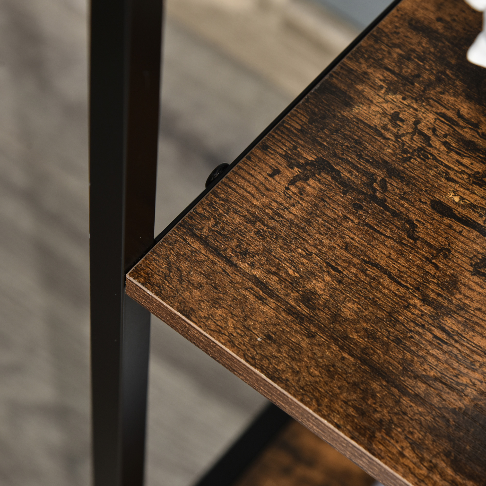 Aufbewahrungs-Kommode, 3 Stoffschubladen, Regale, Metallrahmen, Braun+Grau