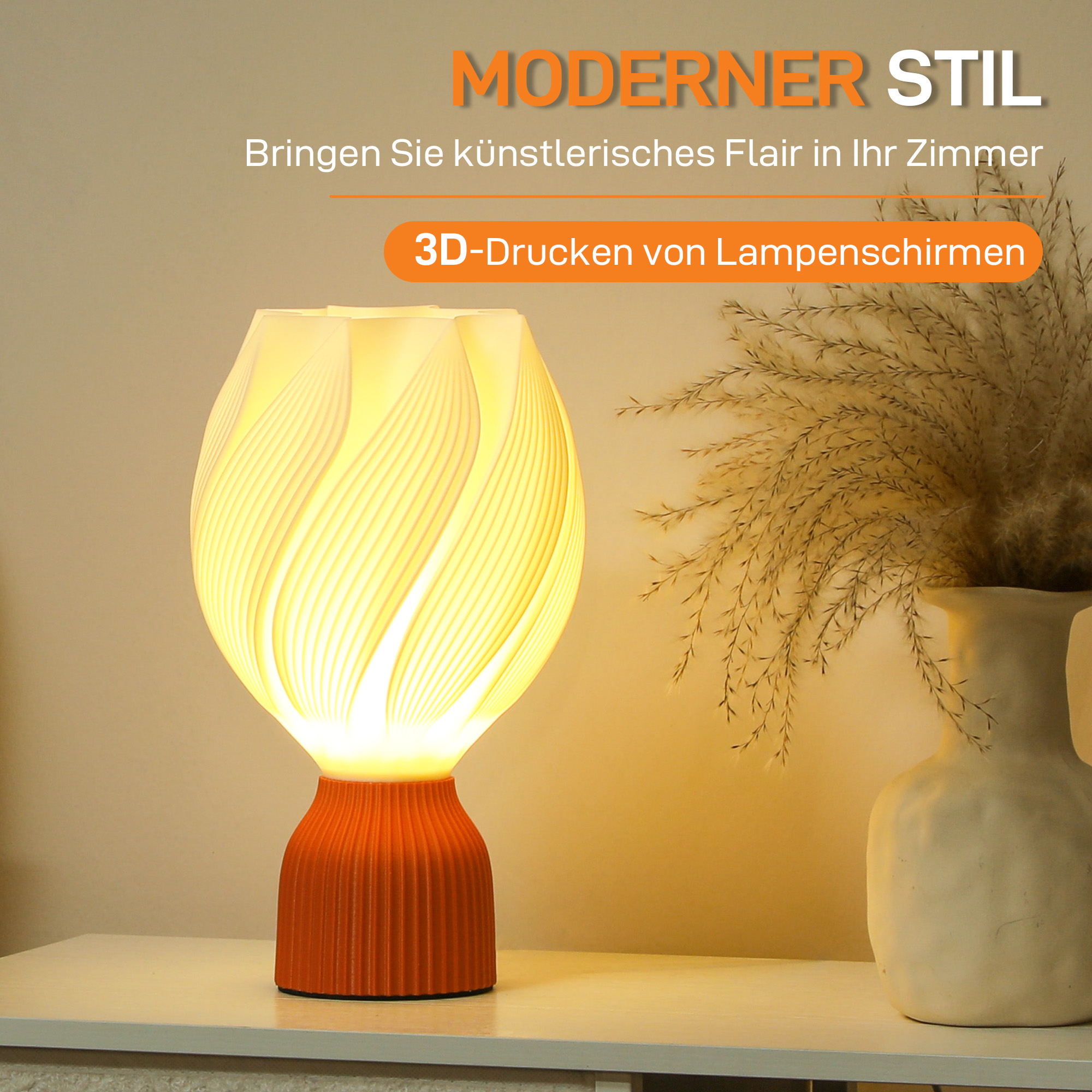 3D-gedruckte Lampe mit Blütenblattformen, Kunststoff, energieeffizient, Weiß