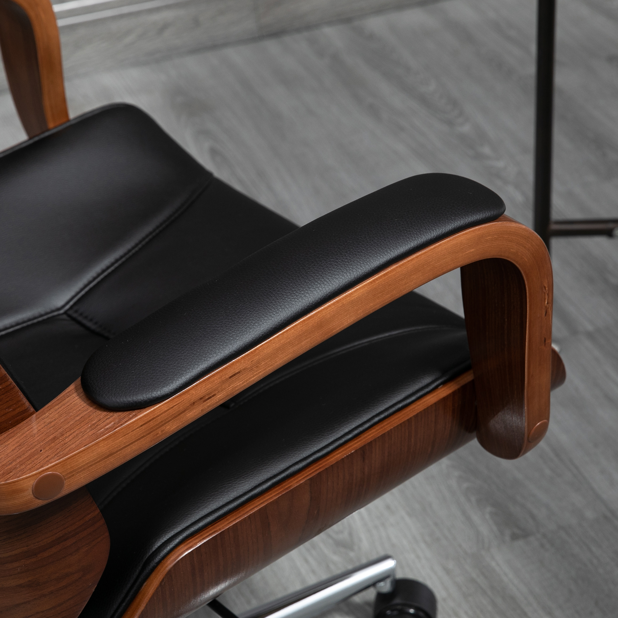 Bürostuhl Ergonomischer Schreibtischstuhl mit Hoher Rückenlehne, Abnehmbarer Kopfstütze für Home-Office Schwarz