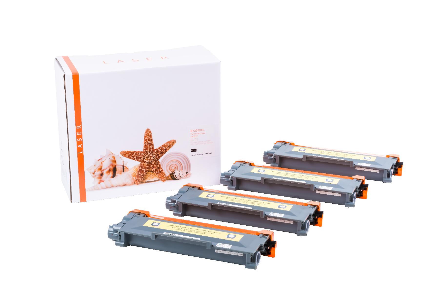 4er Set TN2220XXL alternativ Toner black für Brother / TN2220XXL / 4x5.200 Seiten