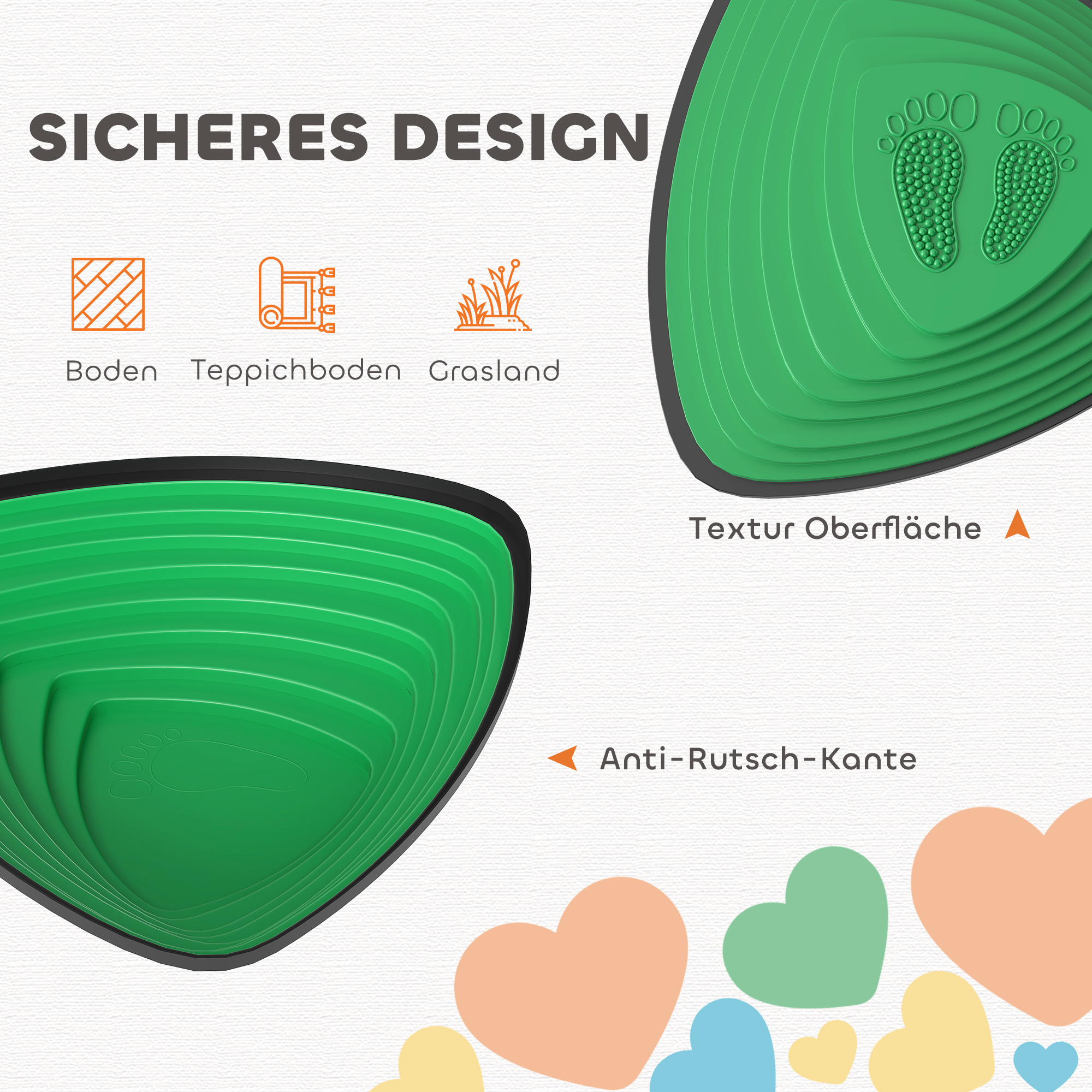 6er-Set Trittsteine, rutschfestes Design, für drinnen & draußen, stapelbar, Bunt
