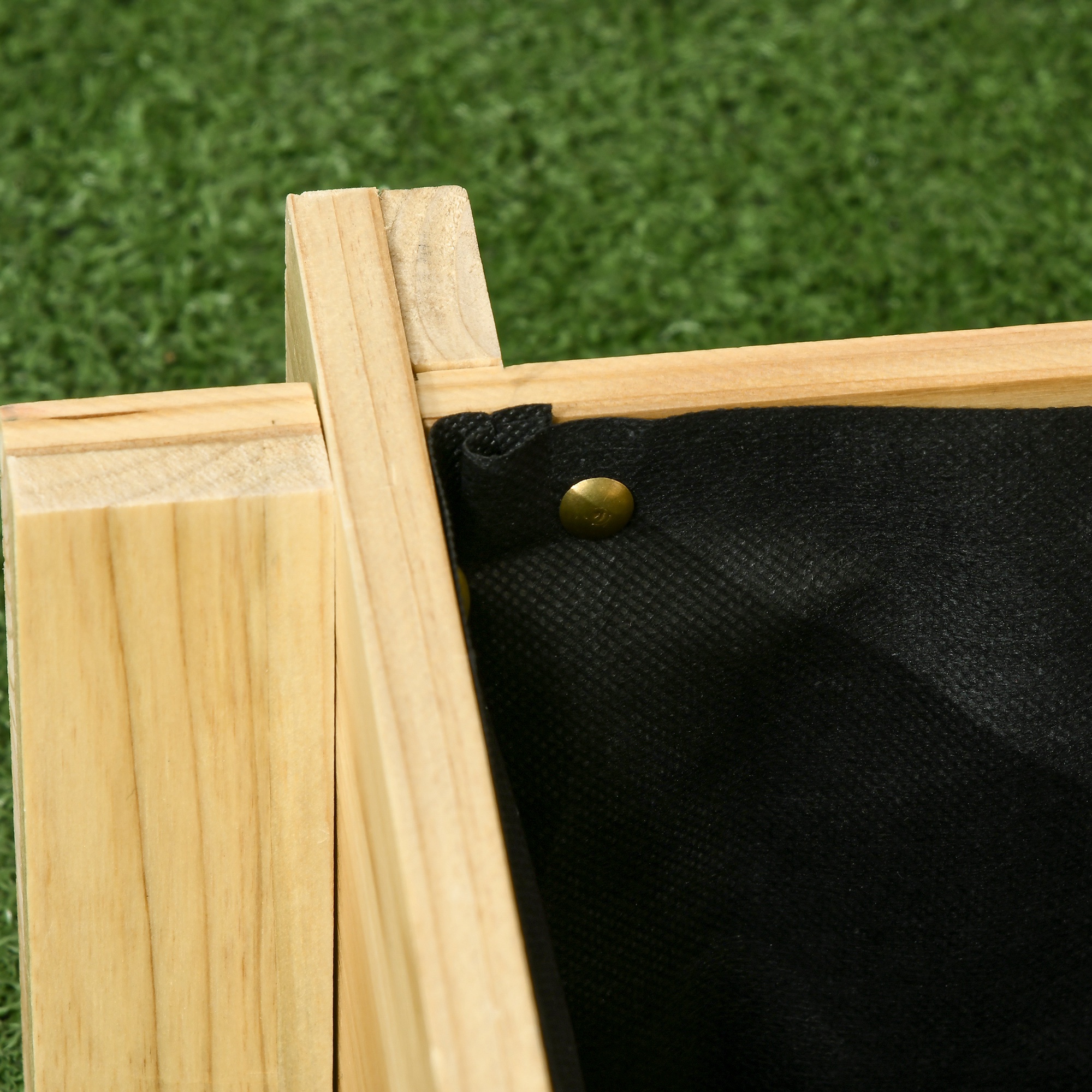 Hochbeet, Blumenkasten, 3-stufig, Drainageöffnung, Stoffauskleidung, Naturholz, 93 x 93 x 35 cm