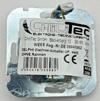 DELPHI Wechsel-Schalter, UP, weiß, 250V~/ 10A, Steckanschluss, OHNE Rahmen