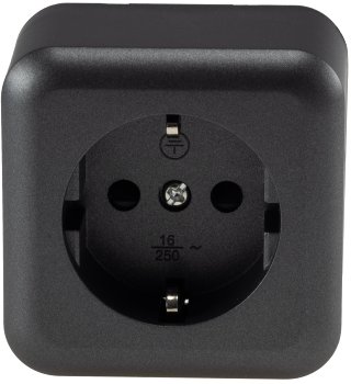 FASKO Schutzkontakt-Steckdose, Anthrazit, 250V~/ 16A, Aufputz, Schraubanschluss