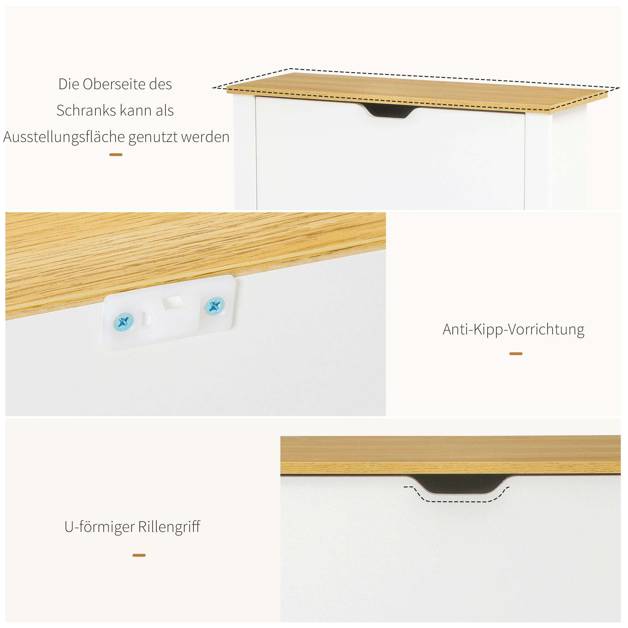 Schuhschrank Schruhregal Schuhaufbewahrung, 2 Fächer, 12 Paar Schuhe,  72 cm x 26 cm x 80 cm, Weiß + Braun