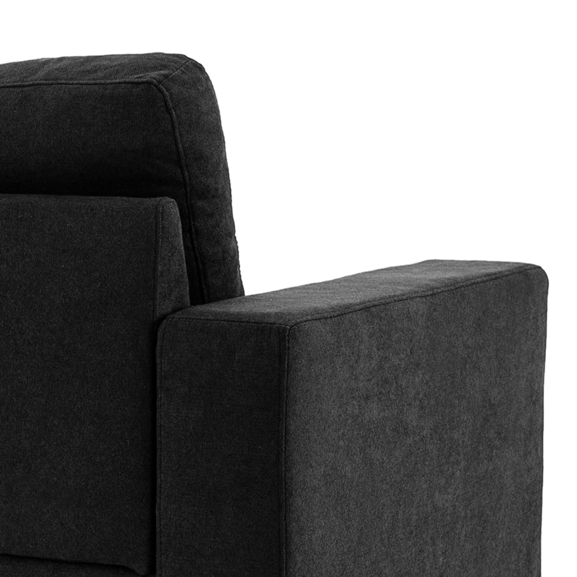 3-Sitzer-Sofa Sofa Couch Ecksofa, mit Chaiselongue, Knopfheftung, 193 x136 x 85 cm, Schwarz
