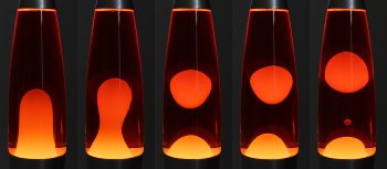 Lavalampe "CTL-ROGE LED" 40cm / Wasser: Rot, Wachs: Gelb, Body: Silber