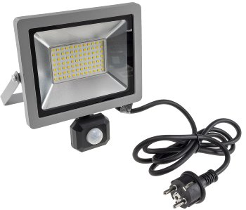 LED-Fluter SlimLine "CTF-SLT50 PIR", 50W, IP44, 5220lm, 4000K, Bewegungsmelde