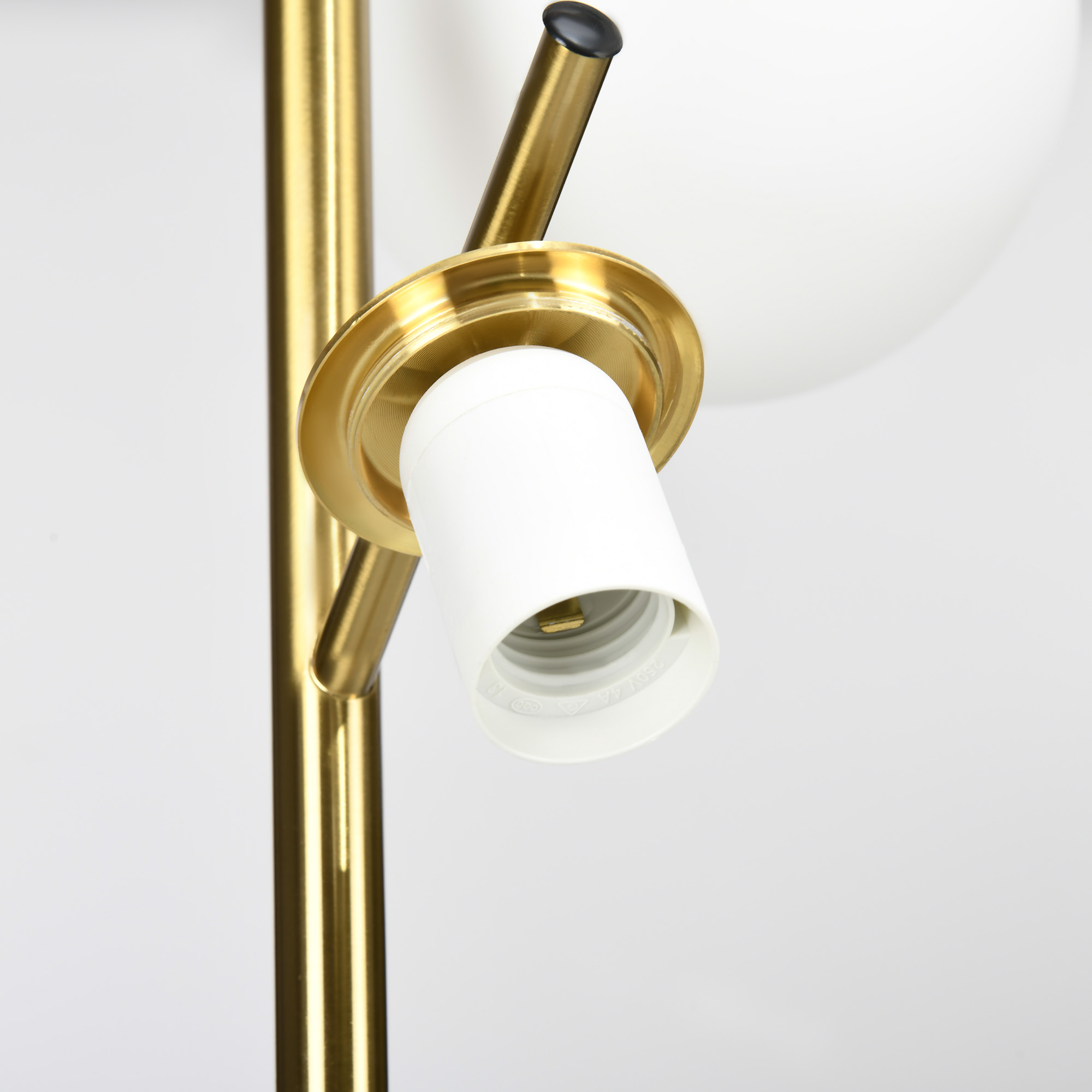 Stehleuchte im Retro-Design, Stehlampe, Stehlampe mit 3 Lampenschirmen, Glas, Gold