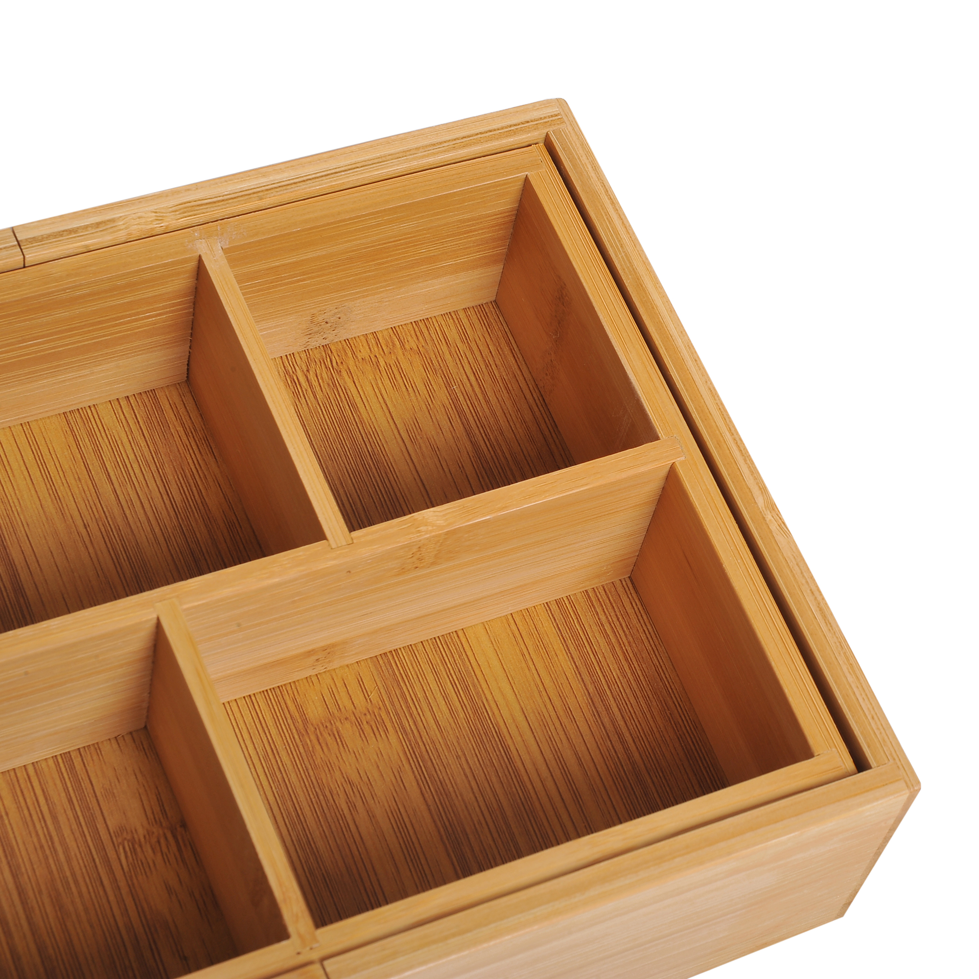 Aufbewahrungsbox Ordnungsbox Schubladen Organizer ausziehbar Bambus Natur 24,6 x 17,6 x 7 cm