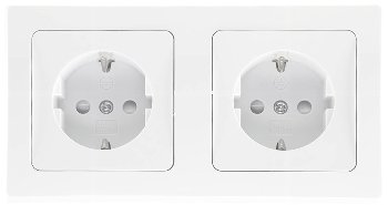 DELPHI Set 2 Steckdosen + 2-fach Rahmen, 250V~/ 16A, Steckanschluss, weiß DELPHI Set 2 Steckdosen + 2-fach Rahmen, 250V~/ 16A, Steckanschluss, weiß