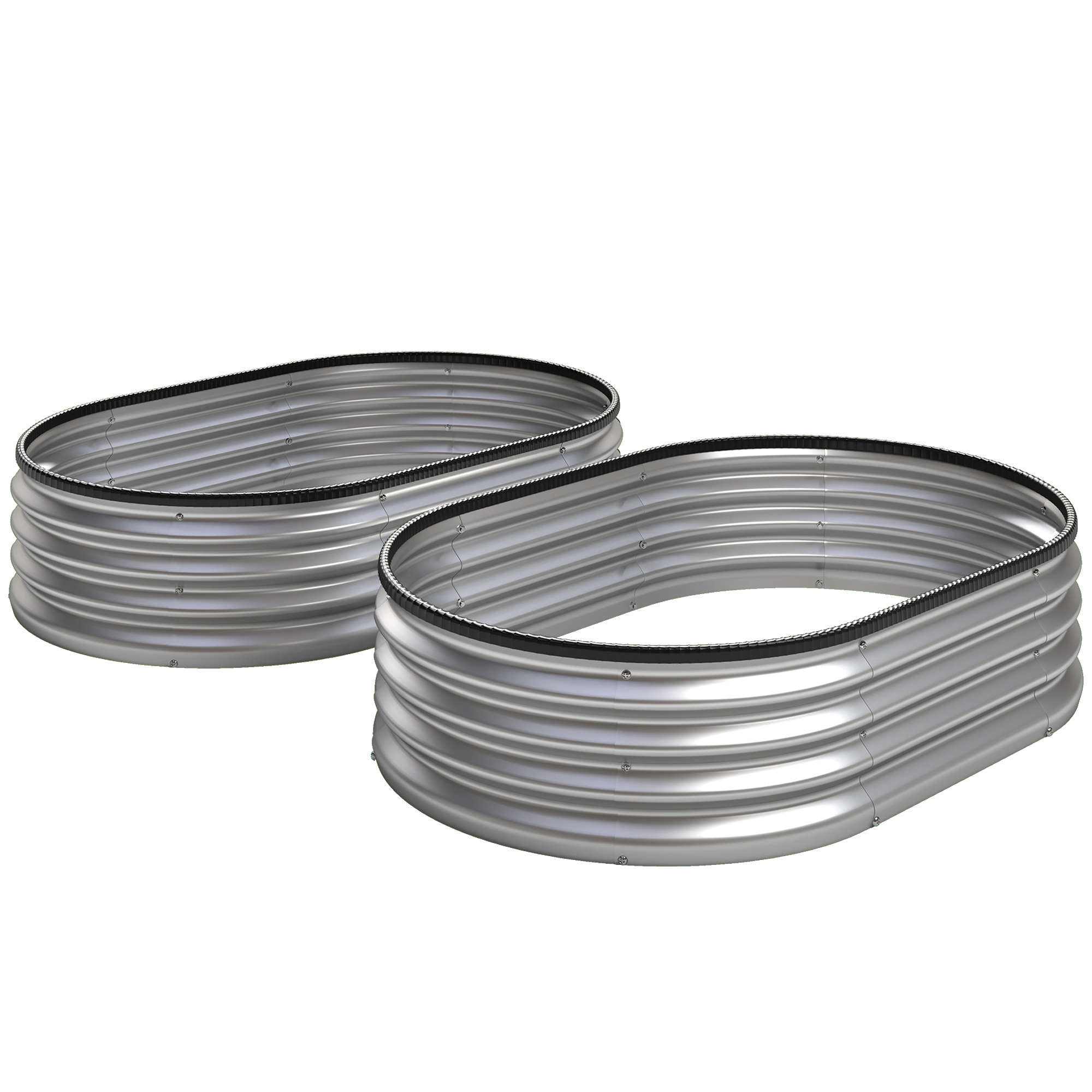 Hochbeet Metall 2er Set 135 x 90 x 30cm Oval Hochbeete mit Gummistreifen