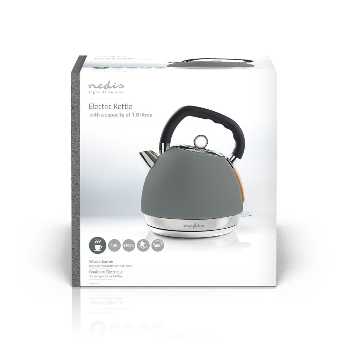 Wasserkocher | 1.8 l | Soft-Touch | Grau | Um 360 Grad drehbar | Verdecktes Heizelement | Strix Controller | Boil-dry protection