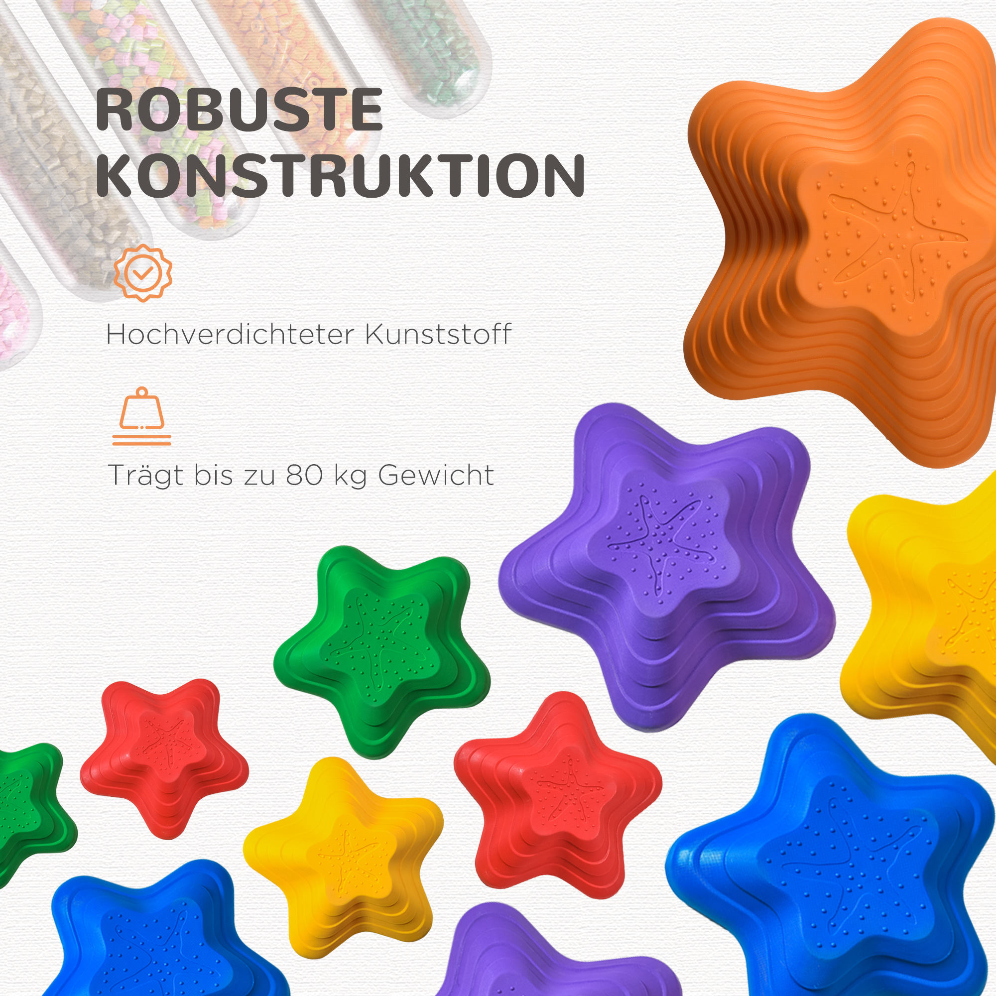 Balance-Steine, Trittsteine, 11 Stück, stapelbar, rutschfest, robust, für innen und außen, belastbar bis 80 kg