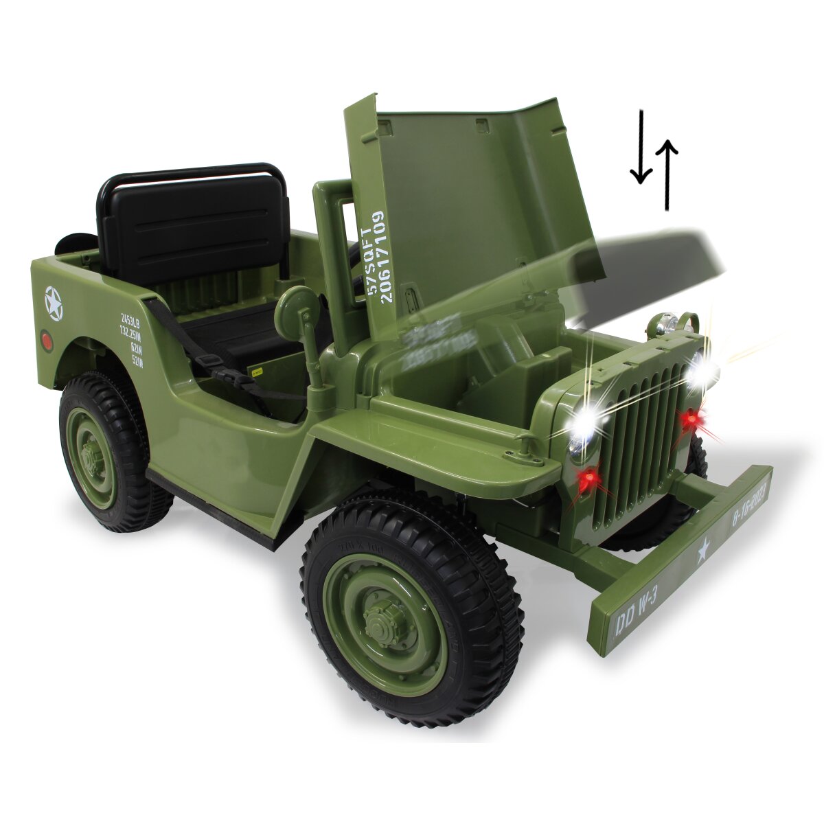 Kinderfahrzeug Jeep Willys MB Army grün