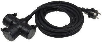 Gartensteckdose für Außen, 3-fach, IP44, 5m Zuleitung