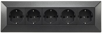 5-fach Steckdosenblock, anthrazit, 250V~/ 16A, Aufbaumontage