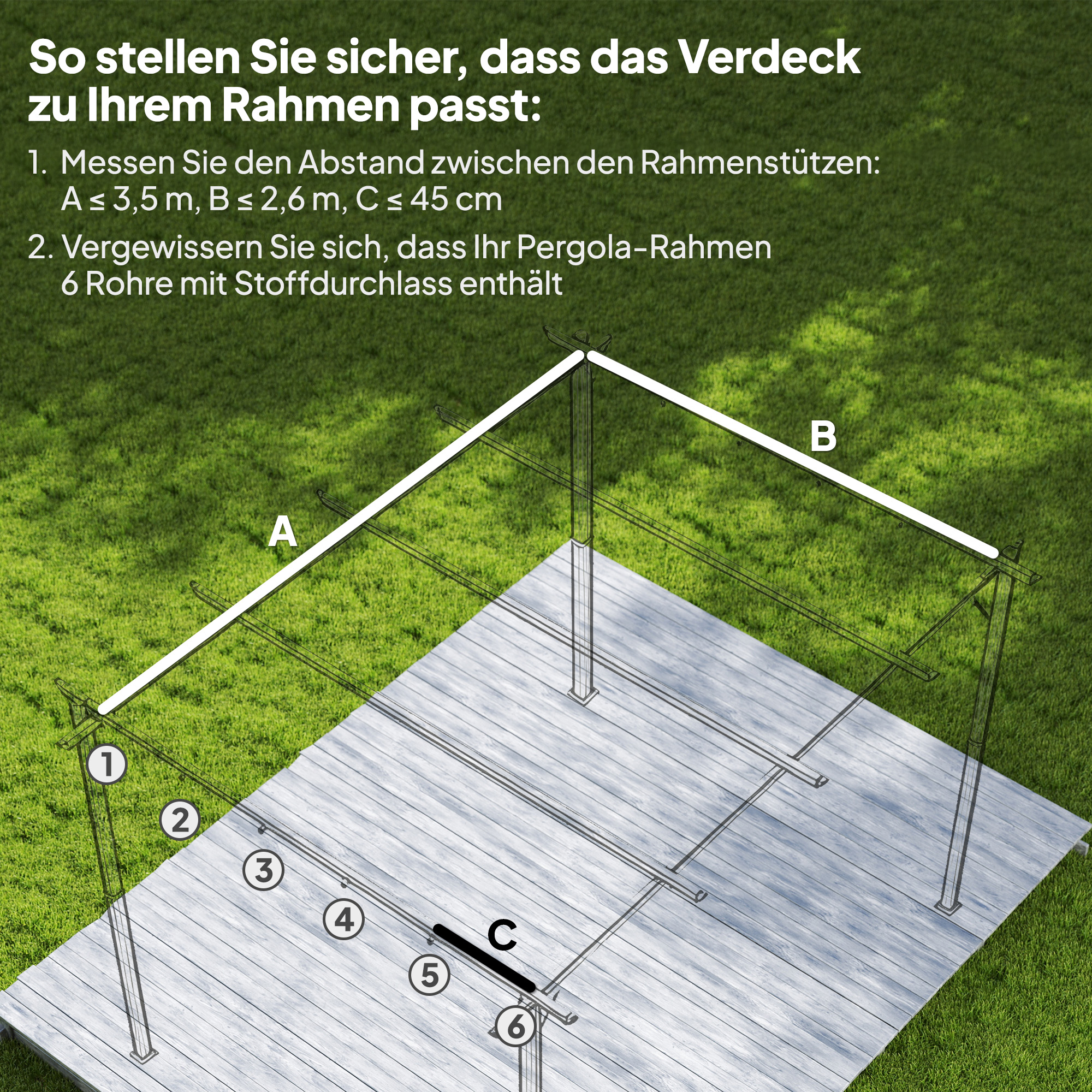 Ersatzdach für 4 x 3 m Pergola, einziehbar, mit Regenabflusslöchern, wetterfest, Polyester, Hellgrau