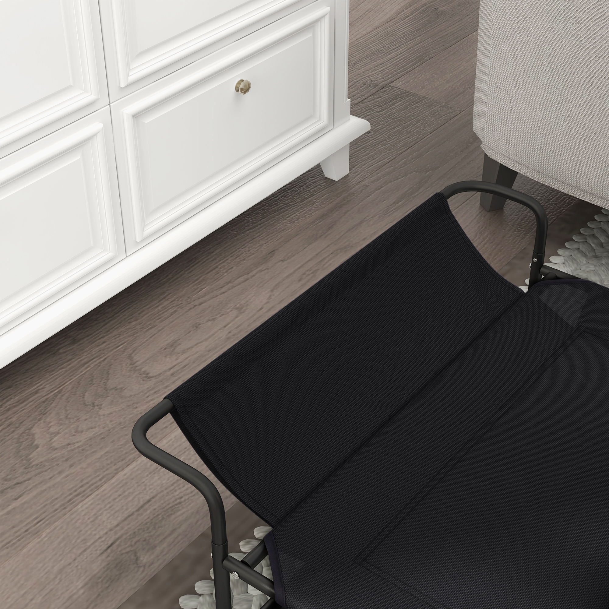 Hundebett, erhöhte Bauweise, Mesh-Bezug, Stahlrahmen, 29 x 91 x 69 cm, Schwarz