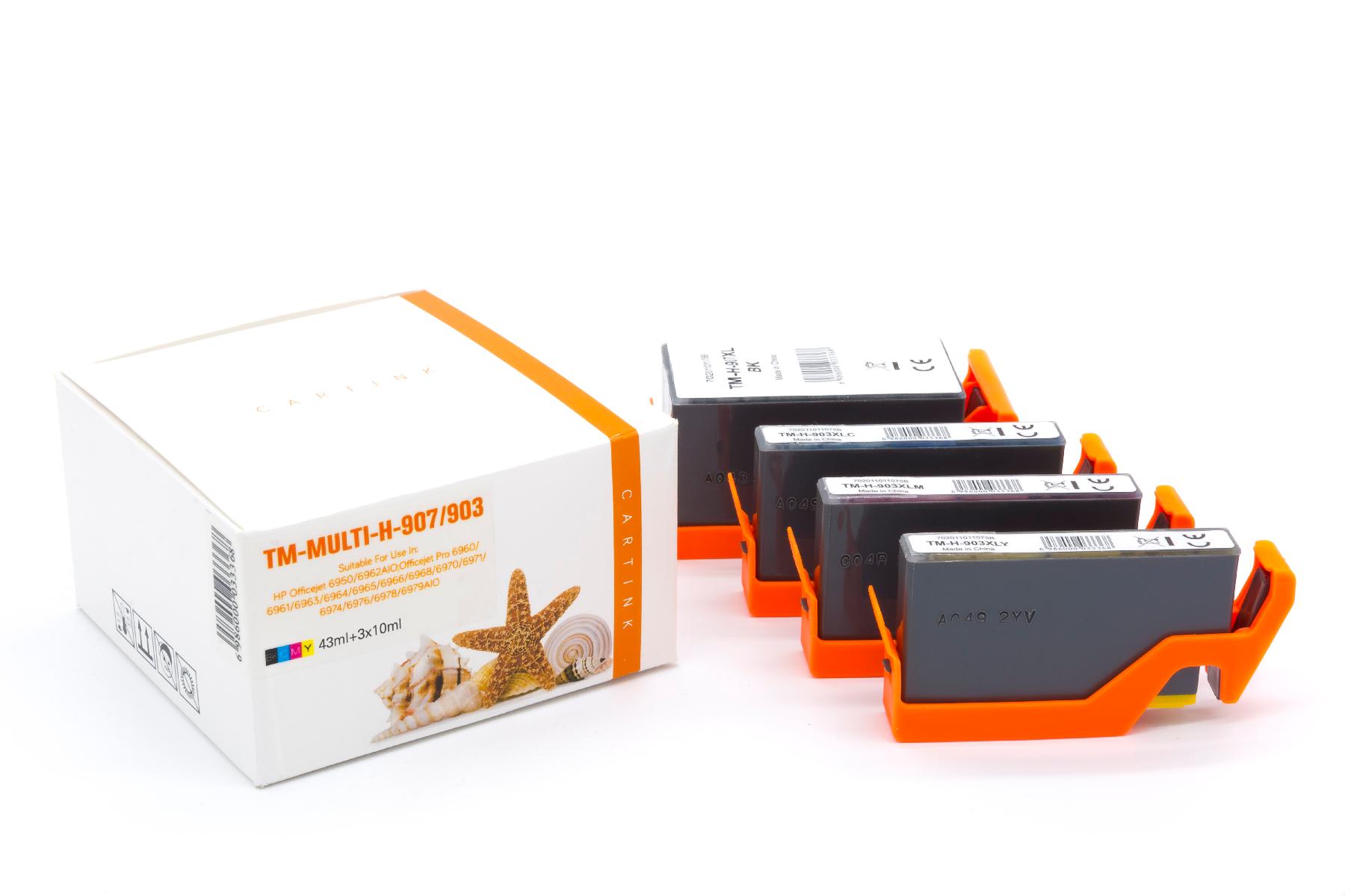 Multipack 907/903 alternativ Tinte für HP / T6M19AE /T6M03/07/11AE / BK43ml / C,M,Y10ml