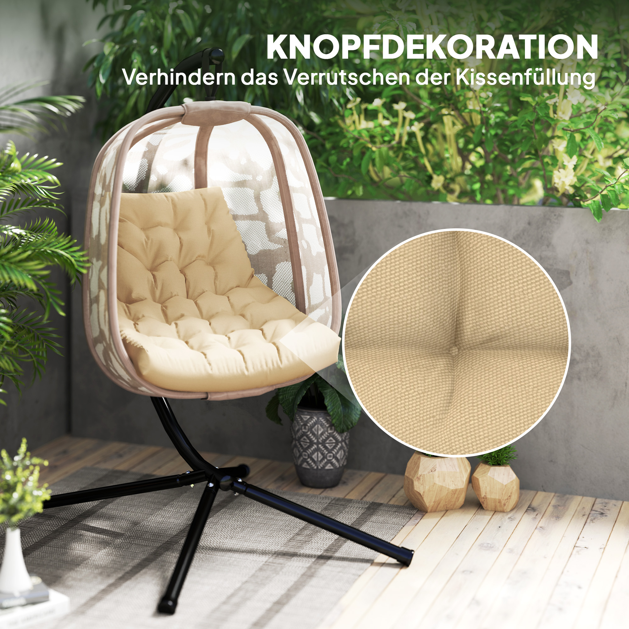 Sitzkissen, Außensitzkissen für Hängekorb und Schaukelstühle, Outdoor-Polsterkissen, Beige