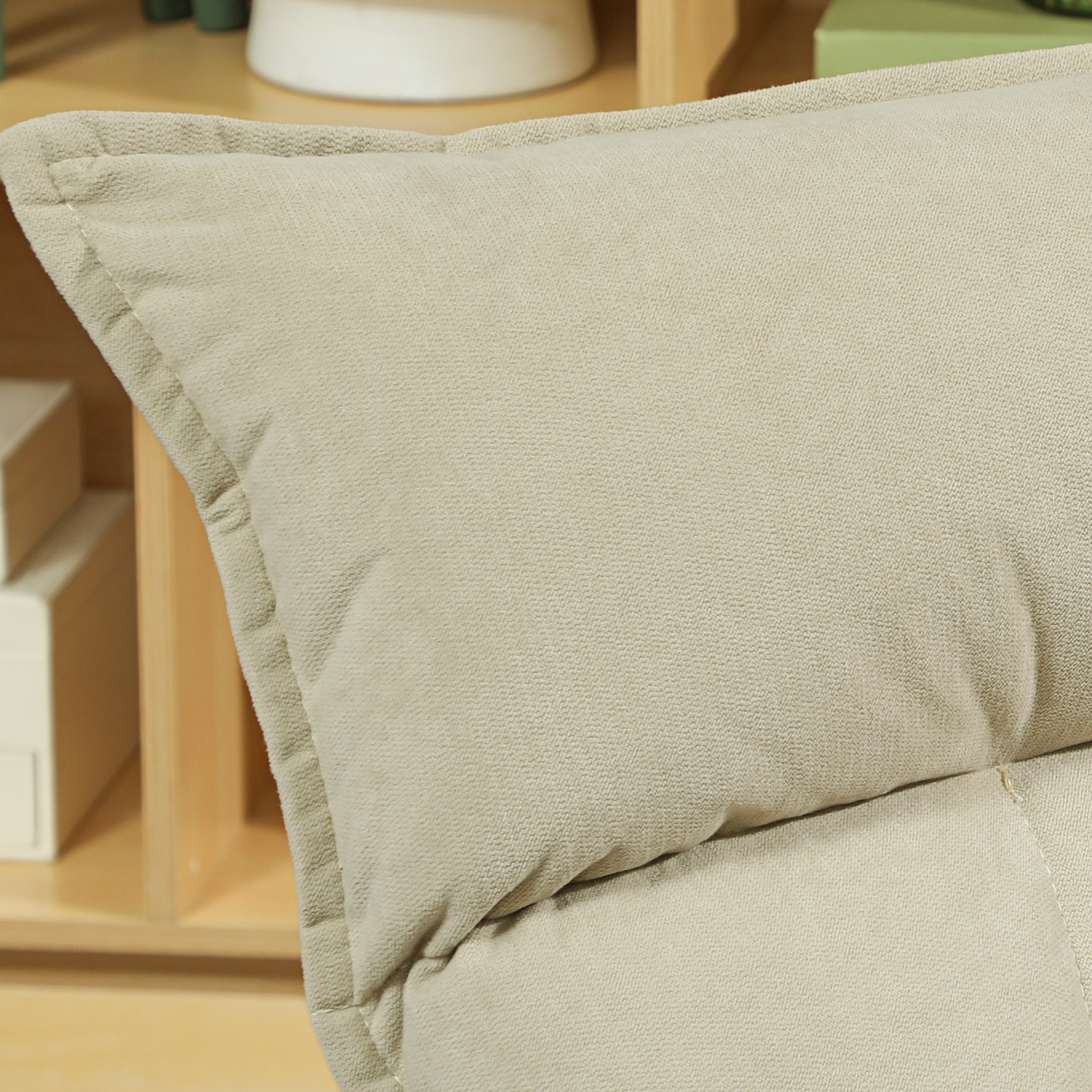 Bodensessel mit 5-fach verstellbarer Rückenlehne, drehbar, moderner Polsterstuhl, Beige